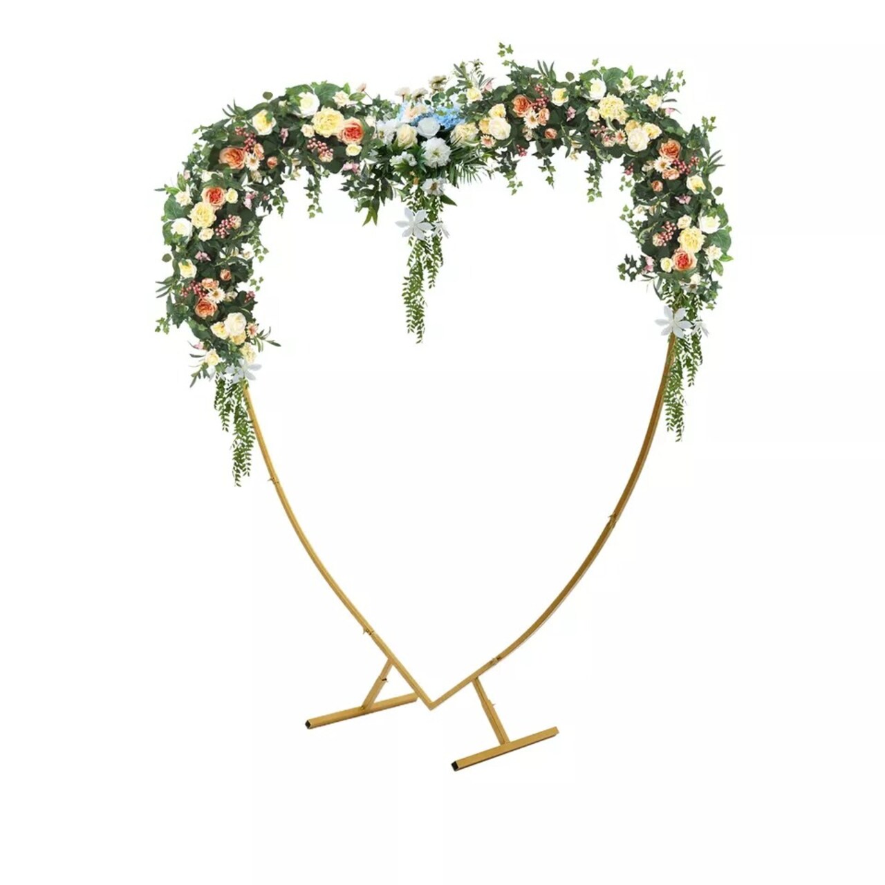 Heart Shaped Gold Metal Balloon Arch Stand Frame For Wedding Decor Display Kit